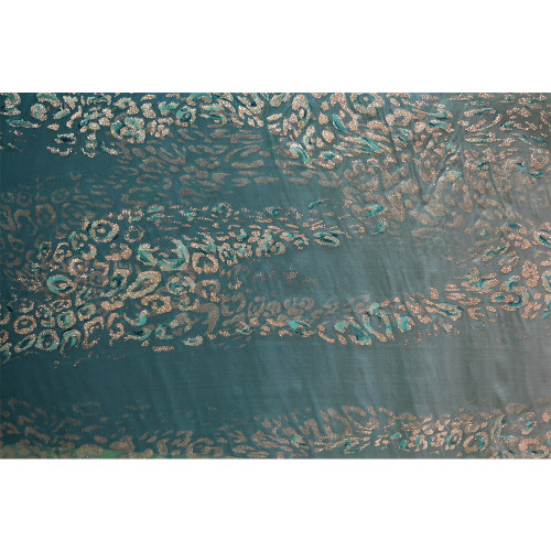 Tissu mousseline dégradée imprimée paillettes peint à la main turquoise