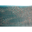 Turquoise gradient chiffon fabric with hand painted sequins print