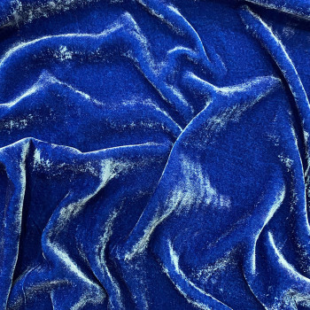 Tissu velours de soie bleu royal