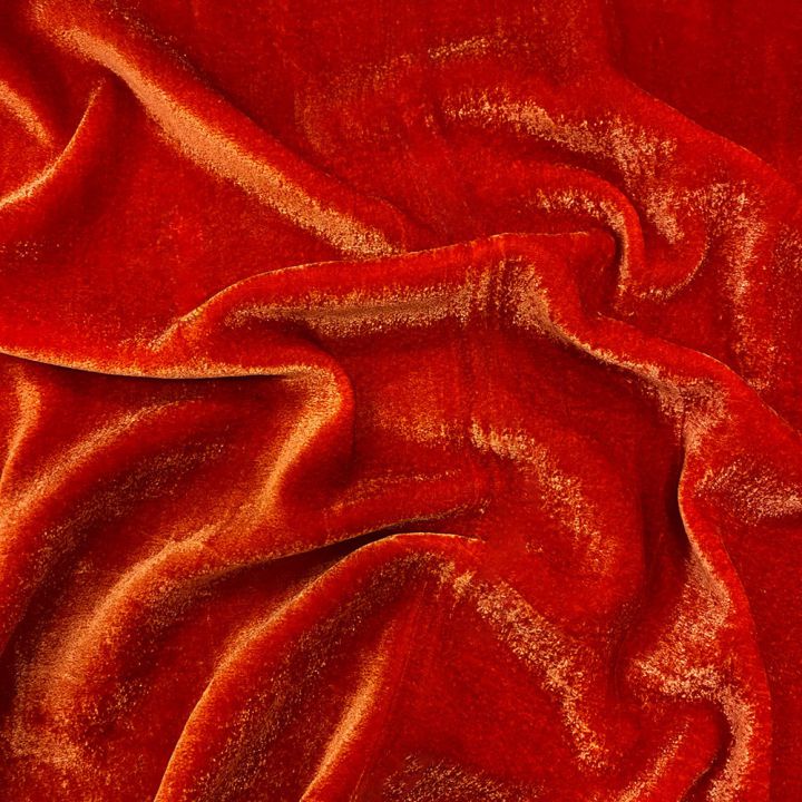 Bright orange silk velvet fabric