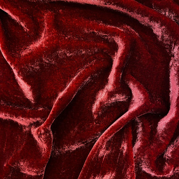 Red silk velvet fabric