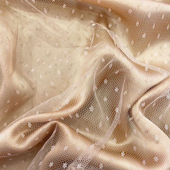 Nude tulle plumetis point d'esprit fabric