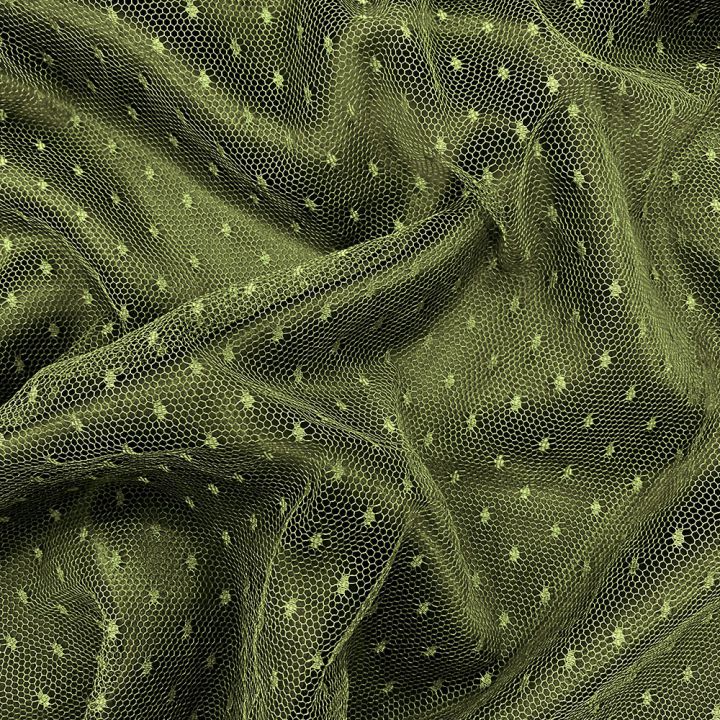 Khaki green tulle plumetis point d'esprit fabric