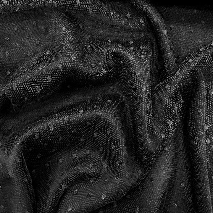 Black tulle plumetis point d'esprit fabric