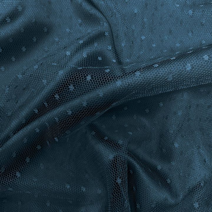 Indigo blue tulle plumetis point d'esprit fabric