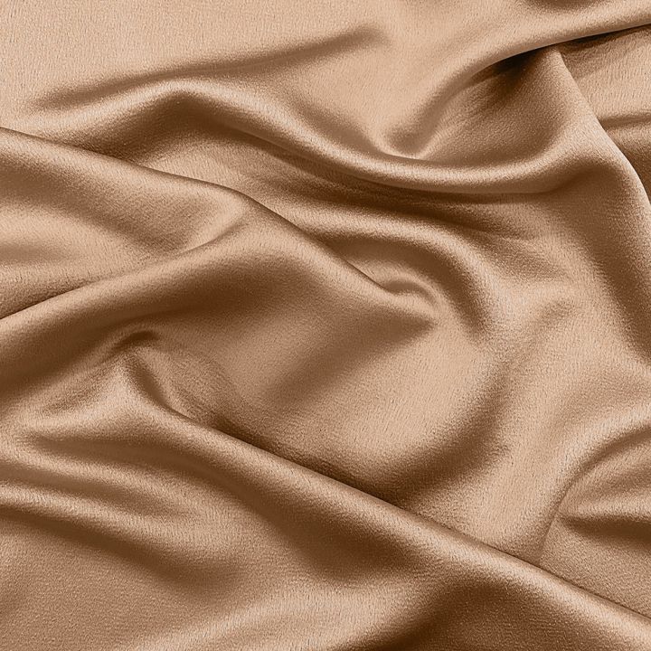 Beige textured satin-back cady crepe fabric