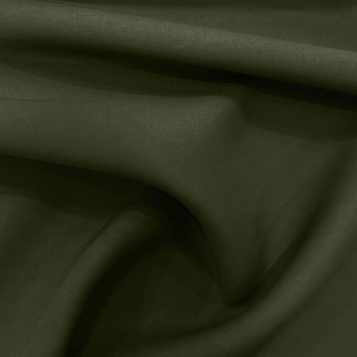 Olive green double-faced heavy wool and silk crepe fabric