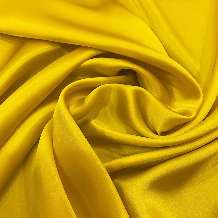 Yellow satin fabric 100% silk