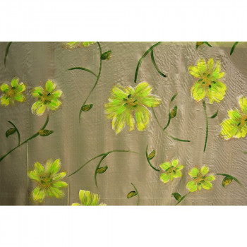 Tissu mousseline imprimée paillettes peint à la main vert