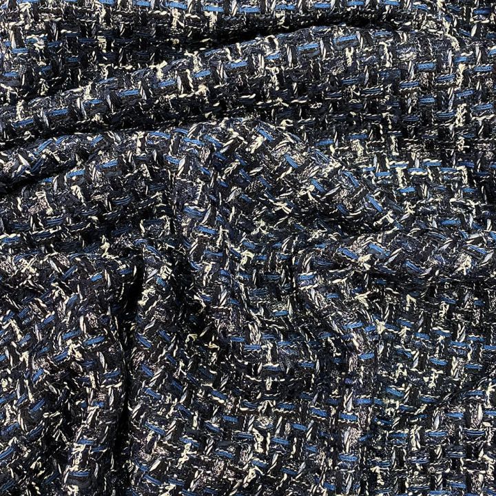 Multiple blue woven and iridescent fabric