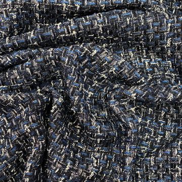 Multiple blue woven and iridescent fabric