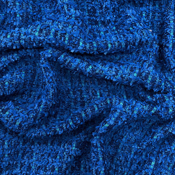 Electric blue fancy woven fabric
