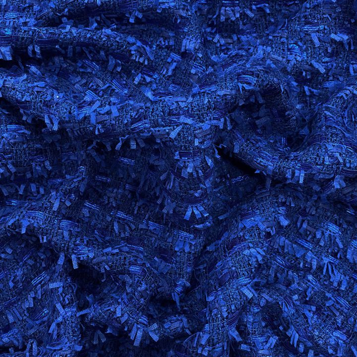 Royal blue fancy and iridescent woven fabric