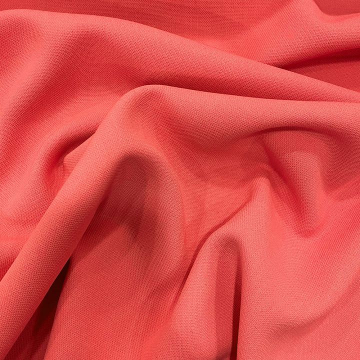 Candy pink double-faced textured heavy wool crepe fabric