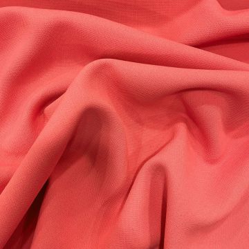 Candy pink double-faced textured heavy wool crepe fabric