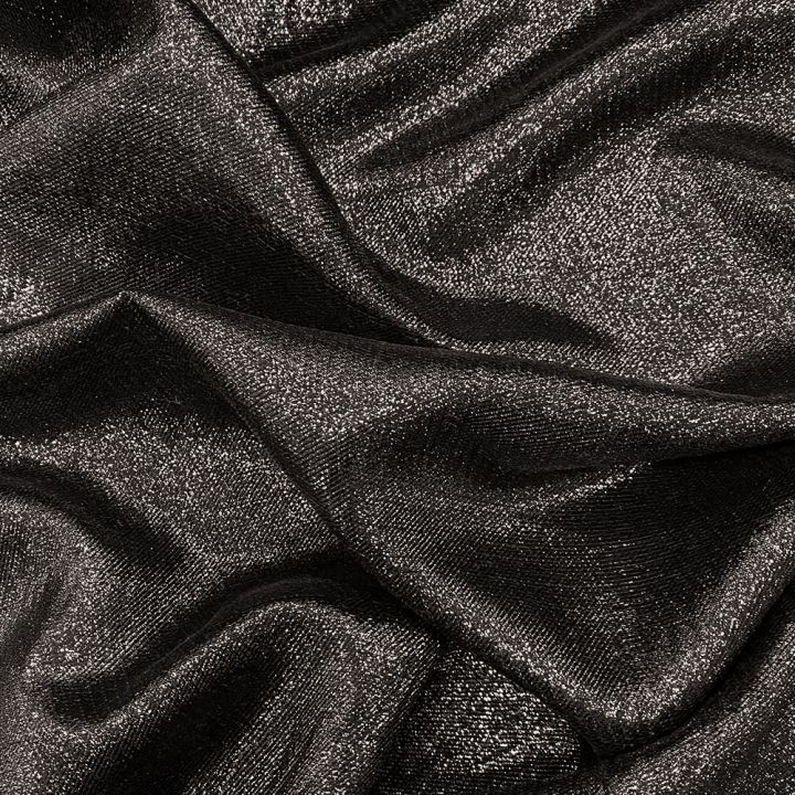 Black diagonal lines silk lamé fabric