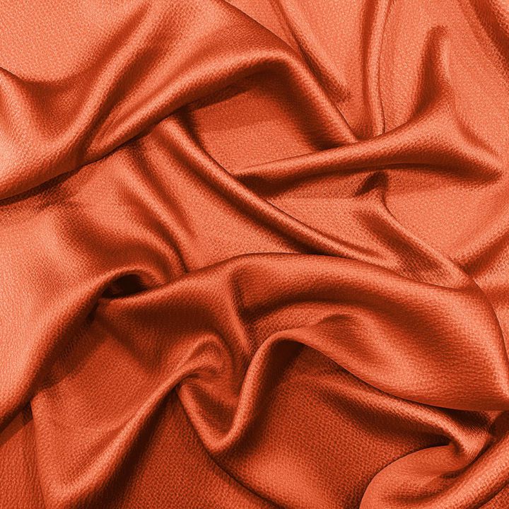 Orange 100% silk hammered satin fabric