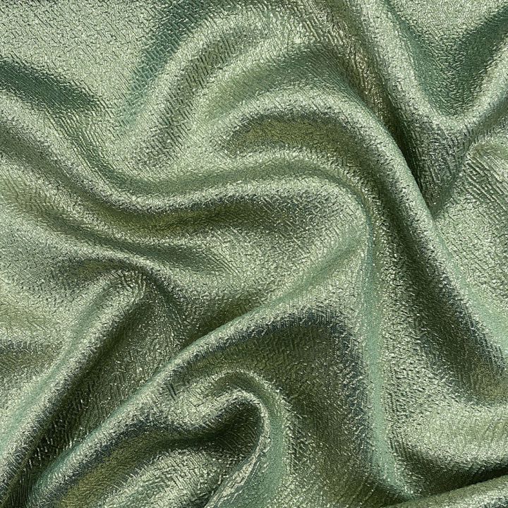 Tissu jacquard de soie lamé texture géométrique vert céladon