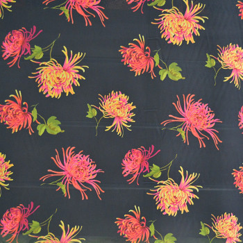 Georgette fabric printed with exotic flowers