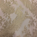 Tissu jacquard de soie tissé métal or sur mousseline nude (1,30 mètres)