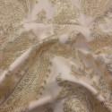 Tissu jacquard de soie tissé métal or sur mousseline nude (1,30 mètres)