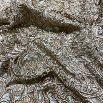 Tissu guipure beige or (2,20 mètres)