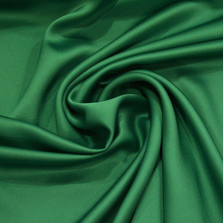 Light emerald green satin-back cady crepe fabric