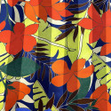 Printed floral jungle silk chiffon fabric with satin stripes Printed floral jungle silk chiffon fabric with satin stripes