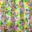 Pink and green watercolor floral printed silk chiffon fabric with satin stripes Pink and green watercolor floral printed silk chiffon fabric with satin stripes