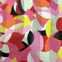 Tissu mousseline de soie avec bandes satin imprimé printemps cubiste tons roses Tissu mousseline de soie avec bandes satin imprimé printemps cubiste tons roses