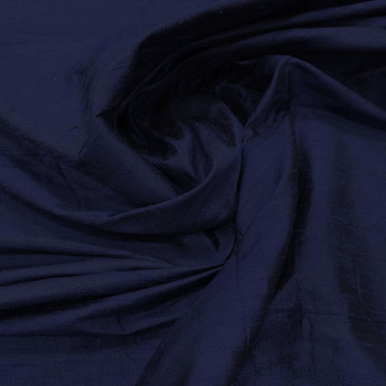 Tissu doupion de soie indien flammé 100% soie bleu marine