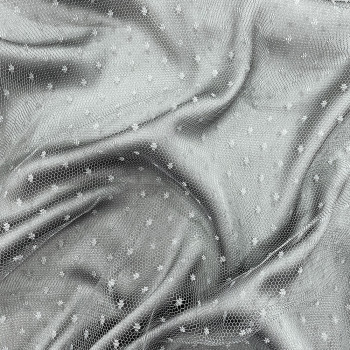Bluish gray tulle plumetis point d'esprit fabric (1.40 meters)