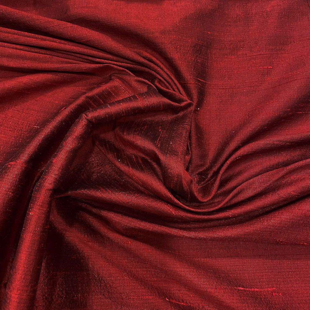 100% silk slub dupion fabric burgundy