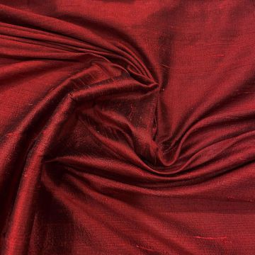 Tissu doupion de soie indien flammé 100% soie bordeaux