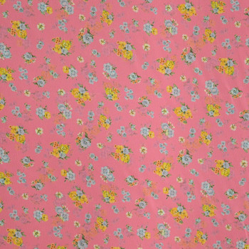 Georgette fabric with floral bouquets