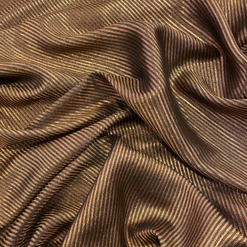 Bronze diagonal lines silk lamé fabric