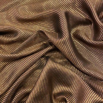 Bronze diagonal lines silk lamé fabric