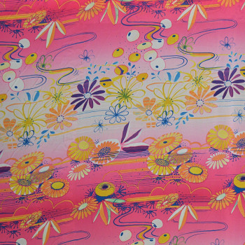 Tissu georgette imprimé fleurs cosmiques