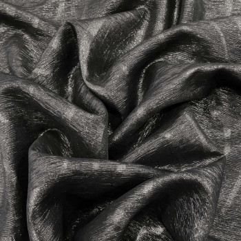 Black wavy fil coupé silk chiffon fabric