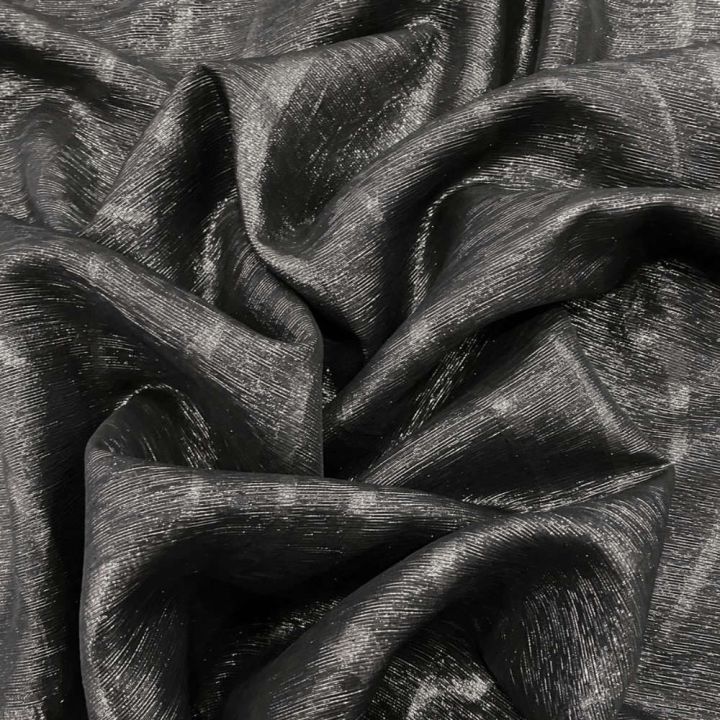 Black wavy fil coupé silk chiffon fabric