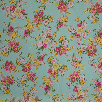Georgette fabric with floral bouquets