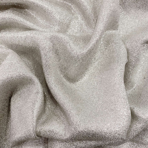 Silver sparkling silk lamé jacquard fabric