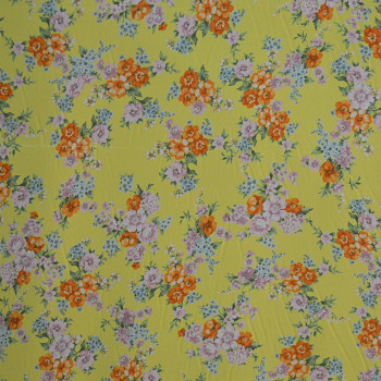 Georgette fabric with floral bouquets