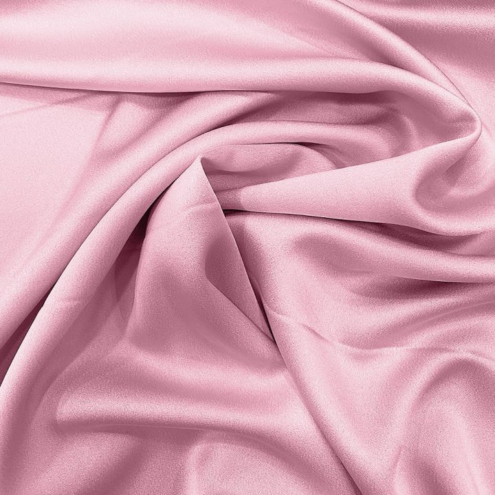 Candy pink satin-back cady crepe fabric