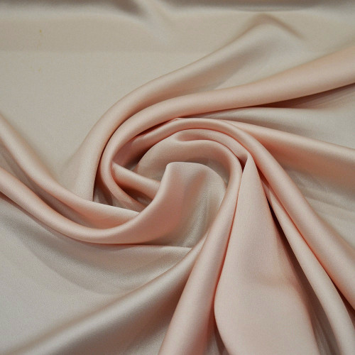 Powder pink satin-back cady crepe fabric
