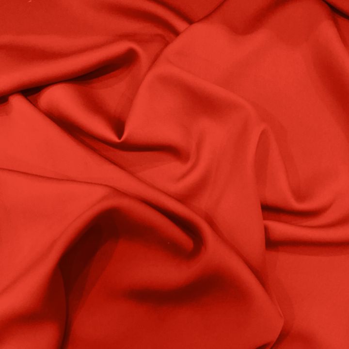 Tissu twill fluide rouge corail