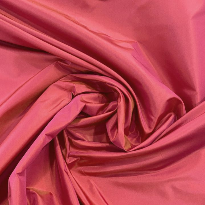Cherry red changing 100% silk taffeta fabric