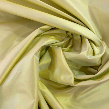 Tissu taffetas 100% soie vert tilleul changeant