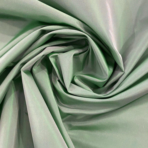 Tissu taffetas 100% soie vert sauge changeant