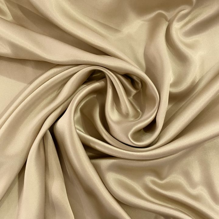 Beige satin fabric 100% silk